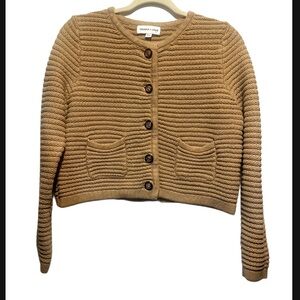 Gemma + Jane tan‎ cardigan knit size m with buttons cotton blend